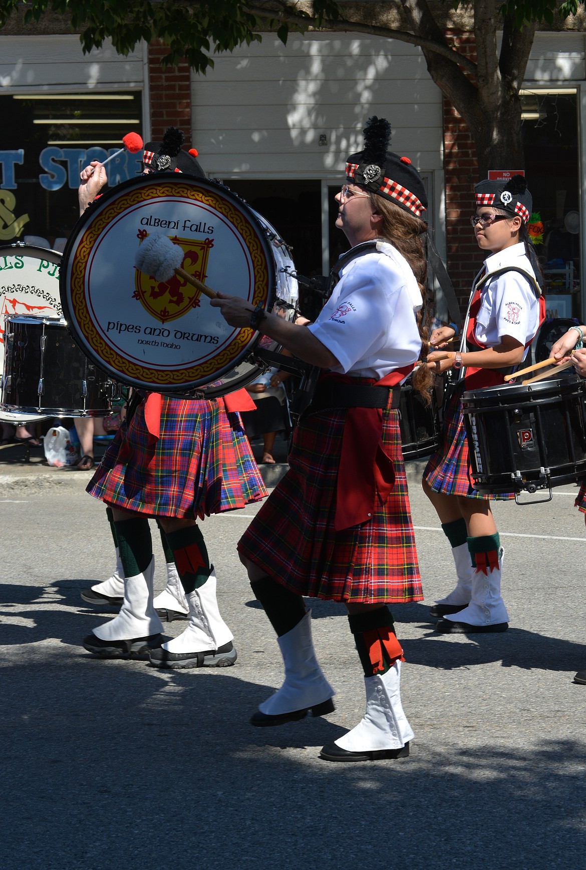 A drummer marches down Main Street during the Rathdrum Days Parade as part of the Albeni Falls Pipes and Drums of North Idaho.(CAROLYN BOSTICK/Press)