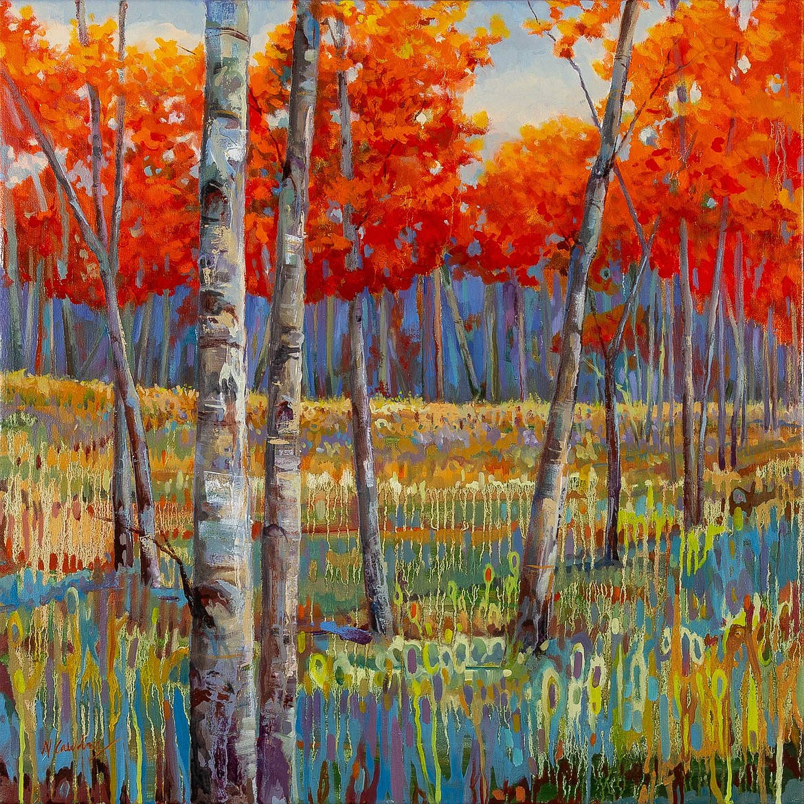 "Gustav's Woods," an oil painting by Nancy Dunlop Cawdrey, will be part of an Aug. 4 art show and dinner event at Dancing Spirit Ranch in Columbia Falls. (Courtesy photo)