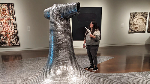 A CWU art student observes a sculpture at the Seattle Asian Art Museum in 2022. CWU students will have a new opportunity this fall with the introduction of a BA in Art History.