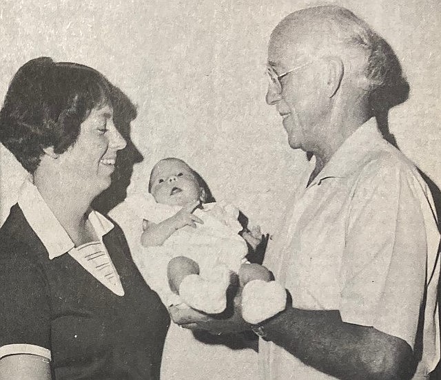 Dr. E.R.W. “Ted” Fox, with mother Patricia McCormick Ekwortzell, after delivering baby Tricia.