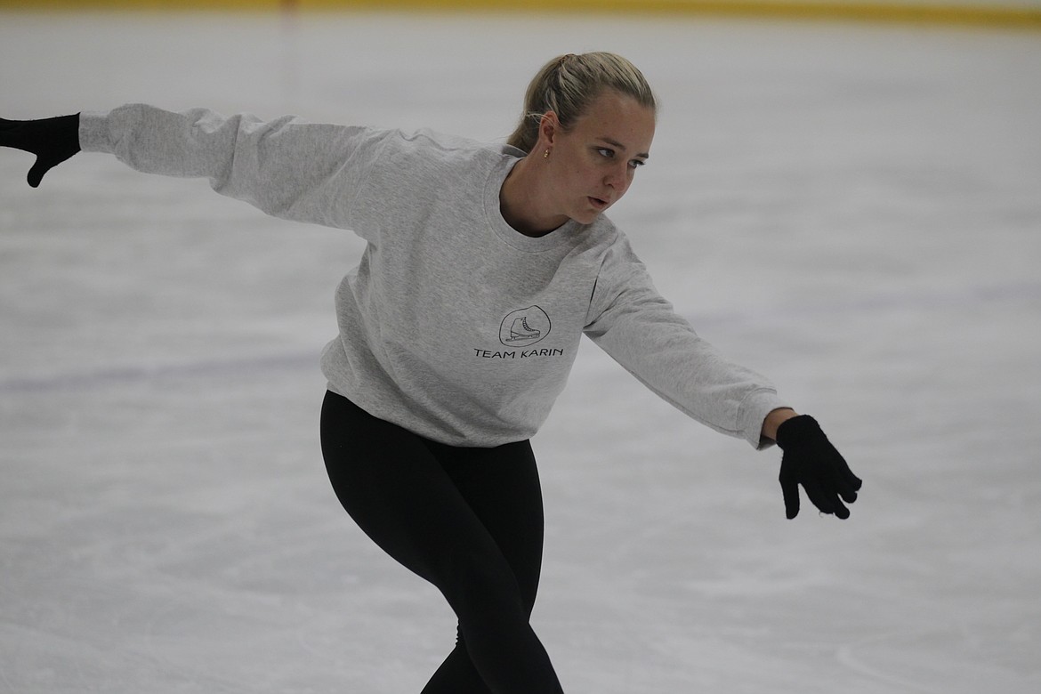 JASON ELLIOTT/Press
Figure skater Julia Santy practices a routine for the 2023 National Showcase at Frontier Ice Arena in Coeur d'Alene. The Showcase begins Tuesday at the Skating Club of Boston in Norwood, Mass.