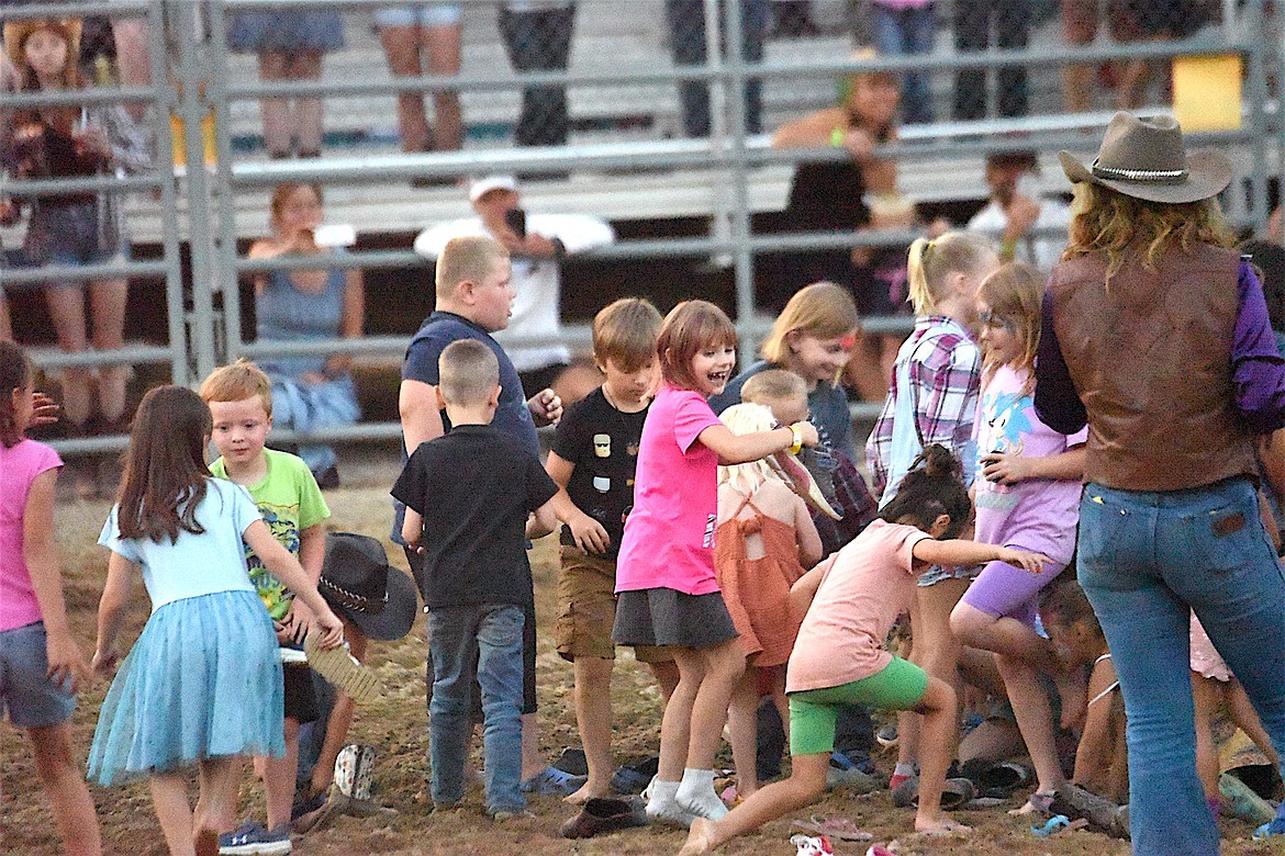 The kids got in on the action Friday evening in the boot race at the Kootenai River Stampede. (Scott Shindledecker/The Western News)