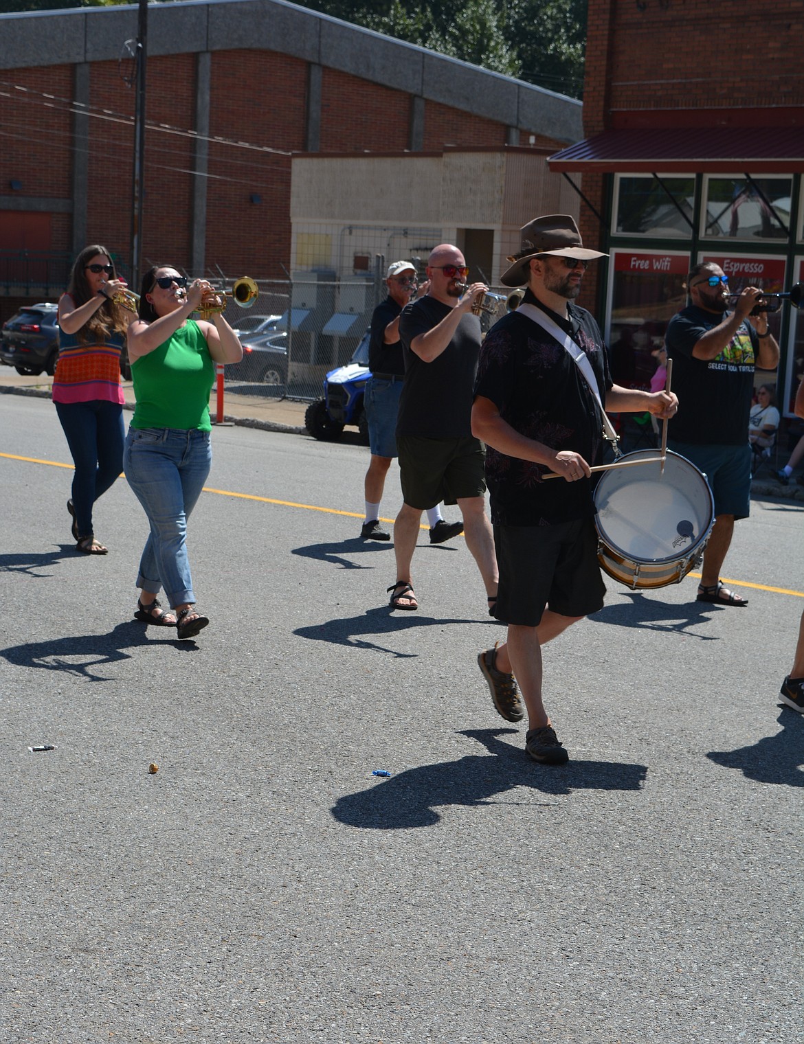 A band marches during the parade Saturday at Mullan Fireman's Fun Festival. The two-day celebration hosts competitions for adults and kids as part of a fundraiser for the Mullan Volunteer Fire Department.