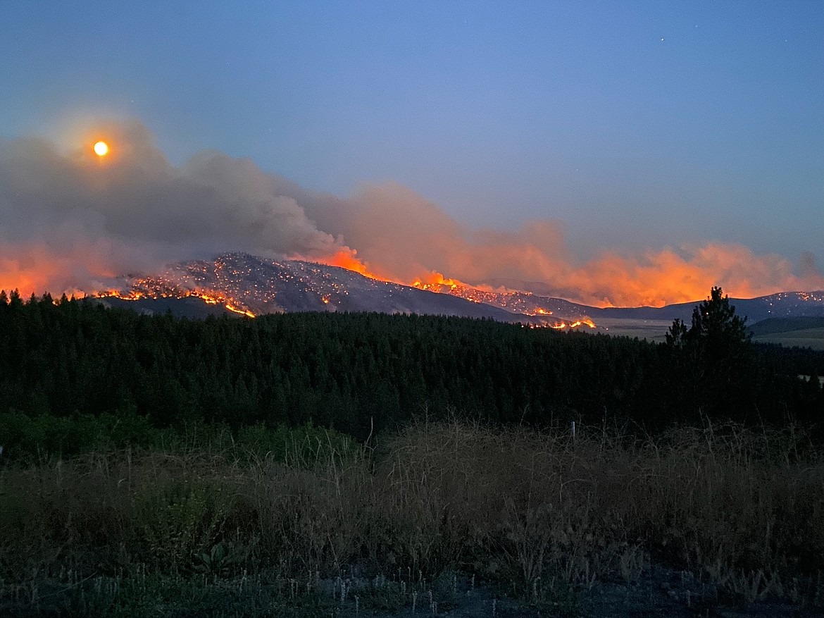 The Niarada Fire burns west of Elmo on Sunday, July 30, 2023. (Brian Crandell photo)