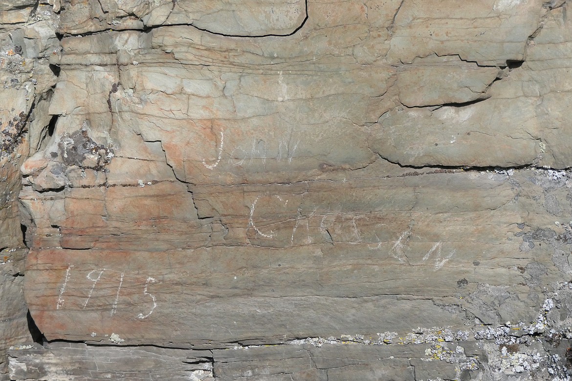 A close up of the name and date "1915" that was carved in a rock ledge on the property of Plains area resident Ed Farmer.  (Chuck Bandel?VP-MI)