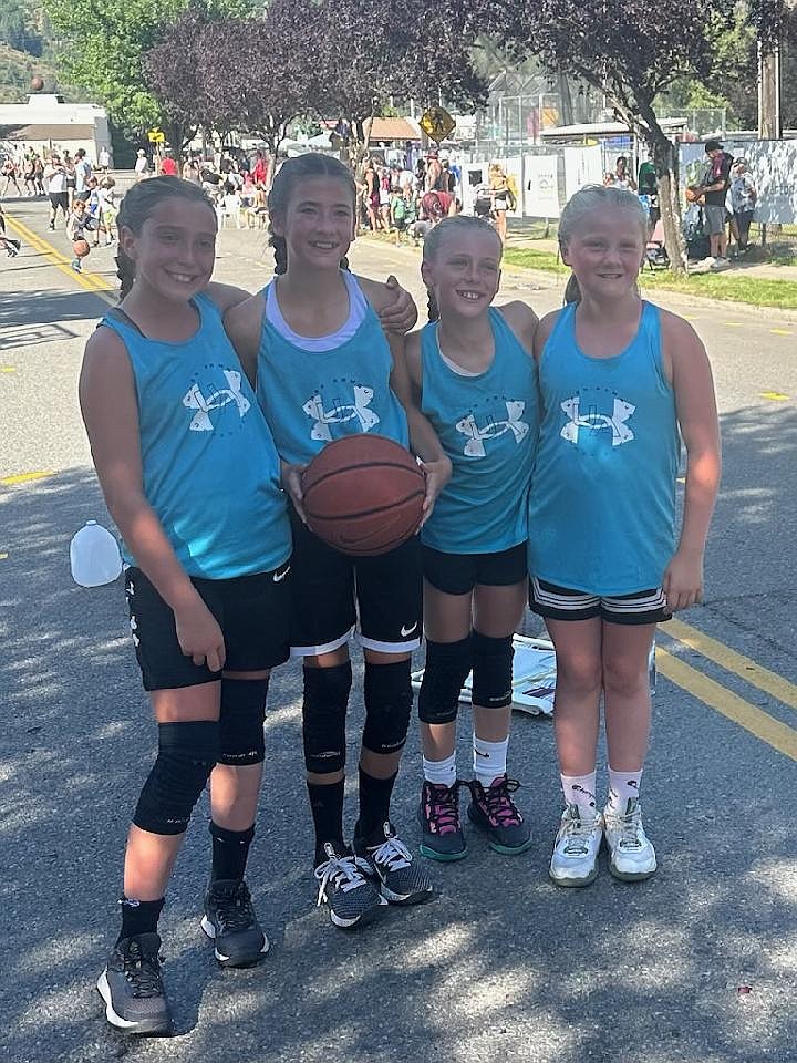 Net Rippers, a group of fifth graders finished second in the Silver Hoops 3-on-3 basketball 5th/6th grade division with a record of 5-1. From left are Kyal Carlson, Brylee Brown, Kinsley Wallis and Jemma DePell.