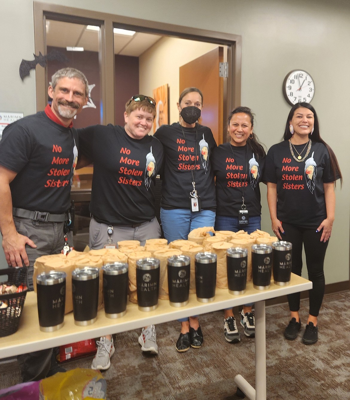 Heather Keen, second from right, is pictured with her colleagues on the 2023 National Day of Awareness for Missing or Murdered Indigenous Women. Keen has been selected to participate in former President Barack Obama's new Changemakers for Obama Foundation Leaders USA Program. From left: Kjell Schioberg, Lindsey Boyd, Angie Delio, Keen and Sadie Lasarte.