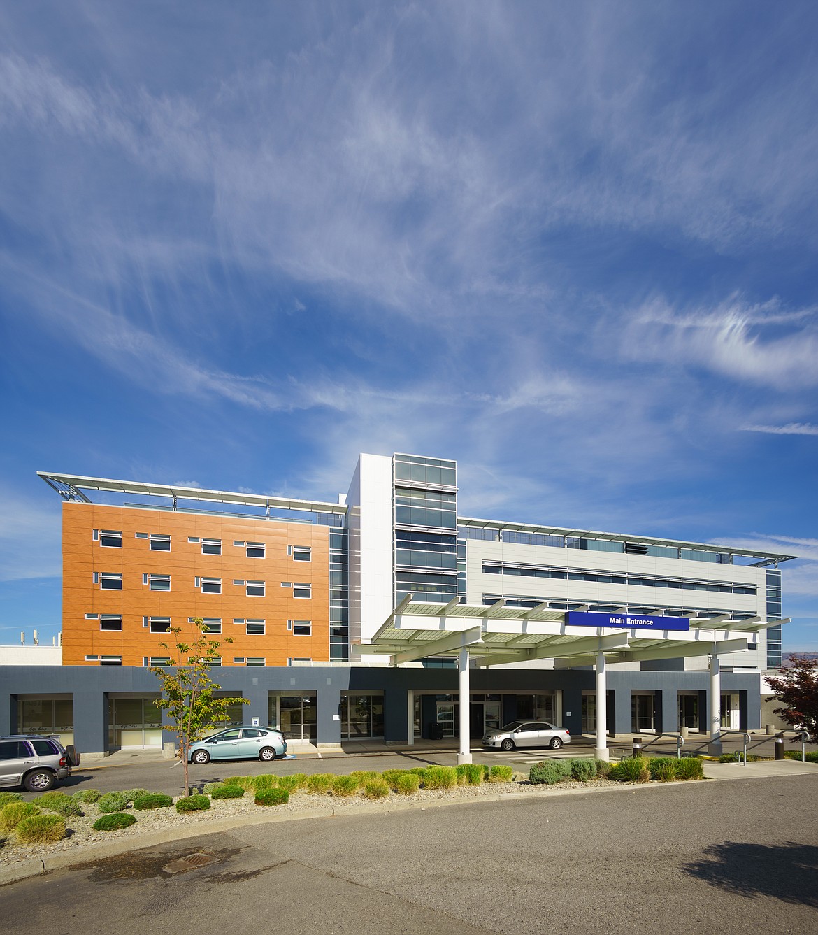 Confluence Health officials are using flexible scheduling and staff trained in multiple specialties to help meet some of the staffing demands. The main entrance of Confluence Health-Central Campus (Central Washington Hospital) is pictured.