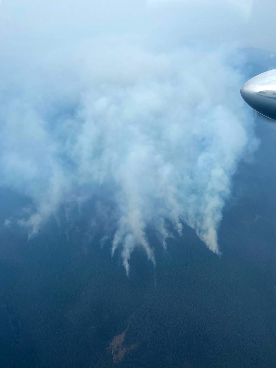 An aerial view of the Buckskin 2 Fire. Reported Friday evening, the wildfire has burned an estimated 150 acres. There are 80 personnel assigned to the fire, with three engines and three hand crews on scene.