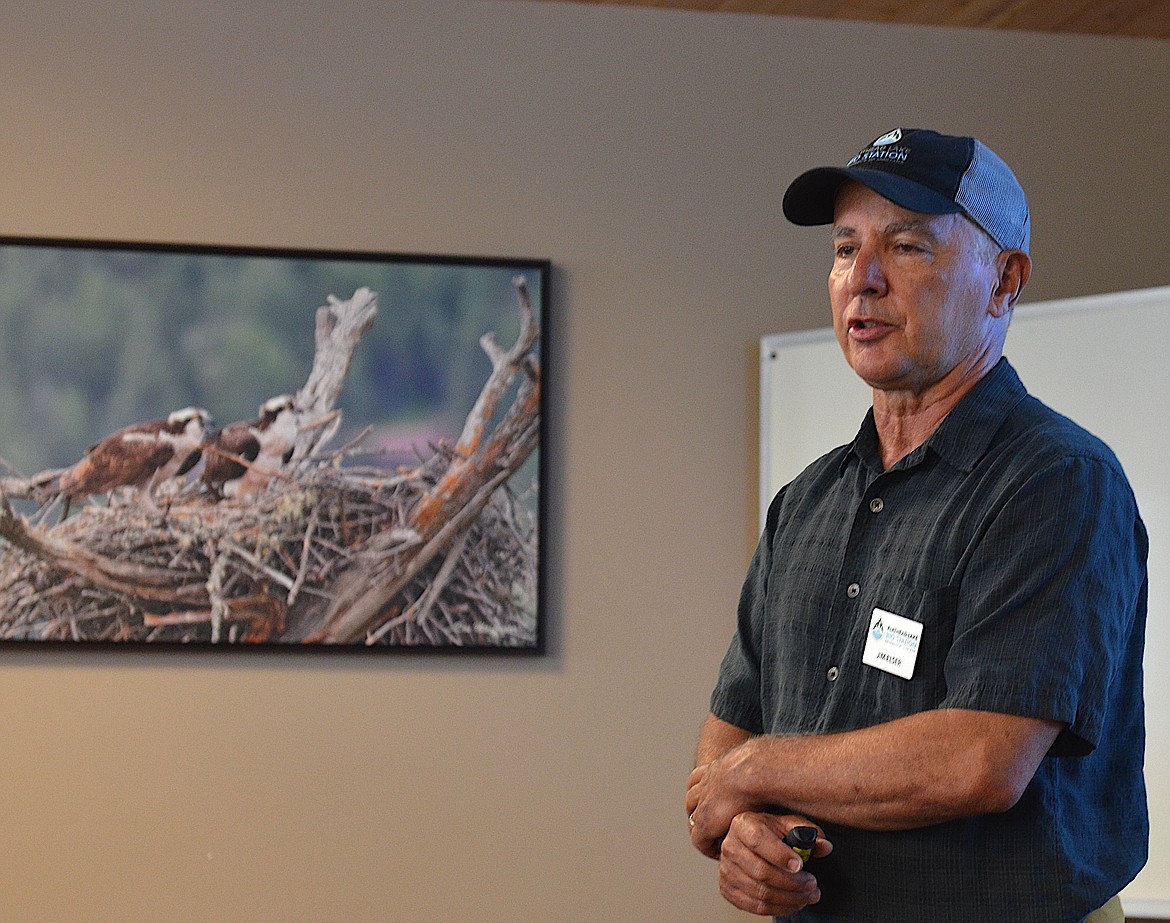 Jim Elser, director of UM's Flathead Lake Biological Station, gives the State of the Lake address during the bio station's open house last Friday. (Kristi Niemeyer/Leader)