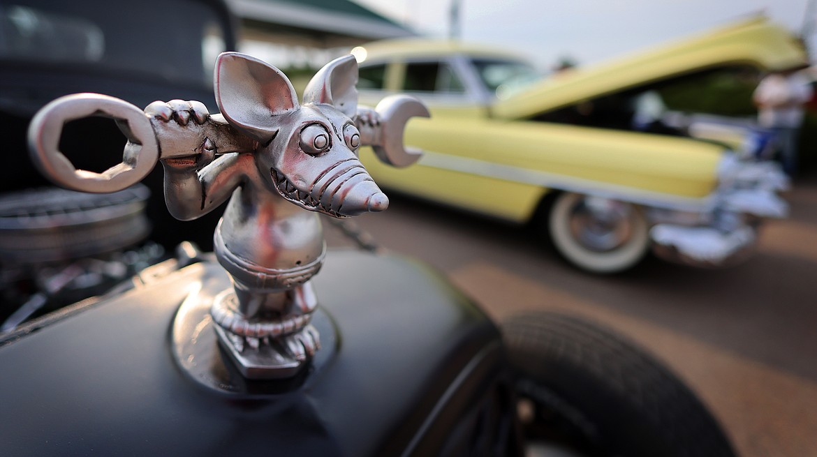 The custom hood ornament of a rat rod at the Evergreen Show 'N Shine car show at Conlin's Furniture on Saturday, Aug. 5. (Jeremy Weber/Daily Inter Lake)