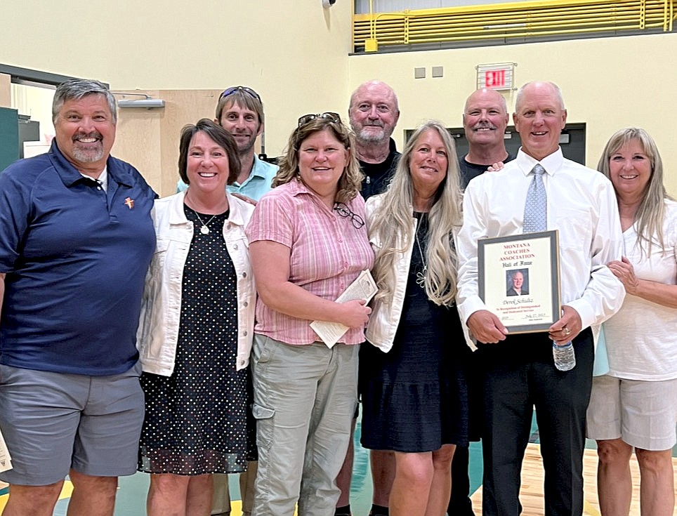 Several came to support former WHS track coach Derek Schulz as he was recently inducted into the Montana Coaches Association Hall of Fame. (Provided photo)