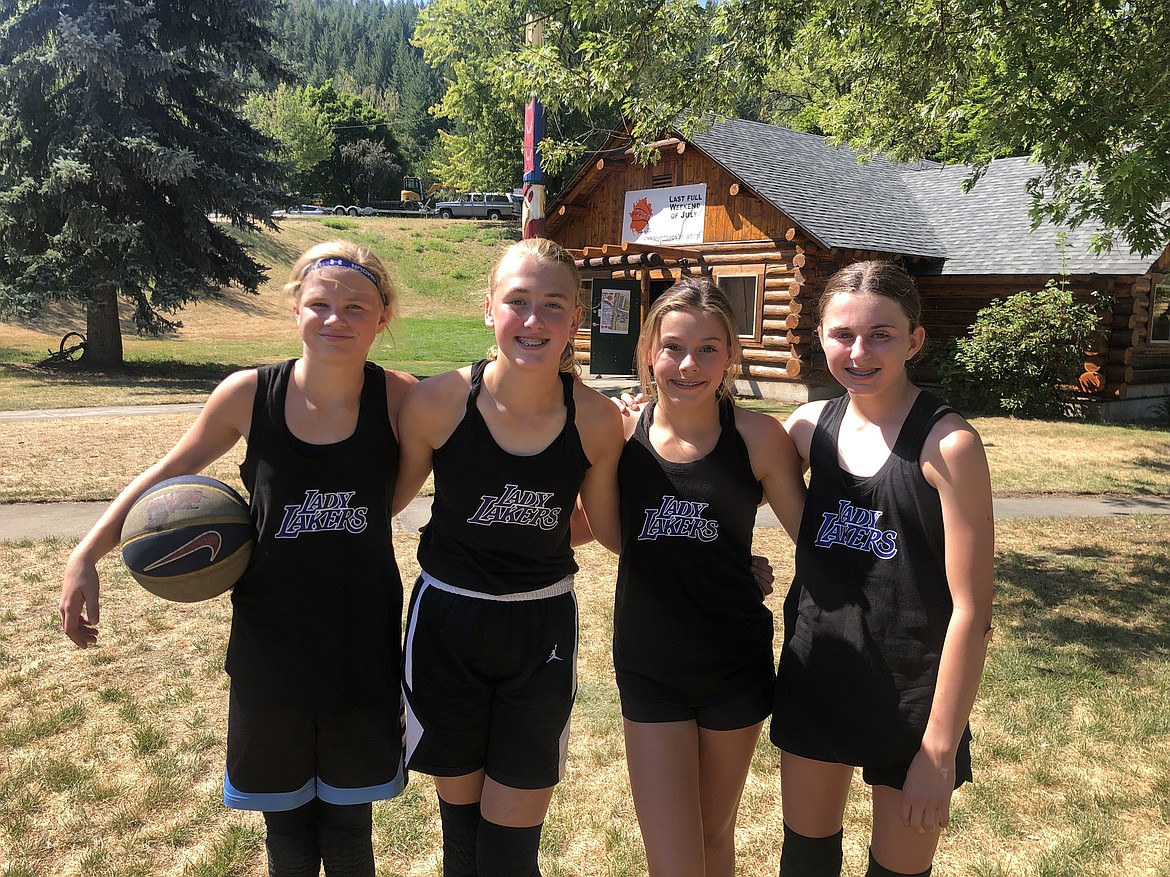 Courtesy photo
The Coeur d'Alene Lady Lakers went 6-0 to win the 7th/8th grade girls division at Silver Hoops in Kellogg recently. From left are Brynlee Johnston, Payton Brown, Gretah Angle and Remi Day.