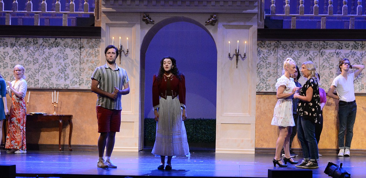 During a rehearsal for CDA Summer Theatre's production of Pride and Prejudice, A New Musical,” and Melody Munitz (Elizabeth Bennet) and Jonah Taylor (Mr. Darcy) interact at a ball.