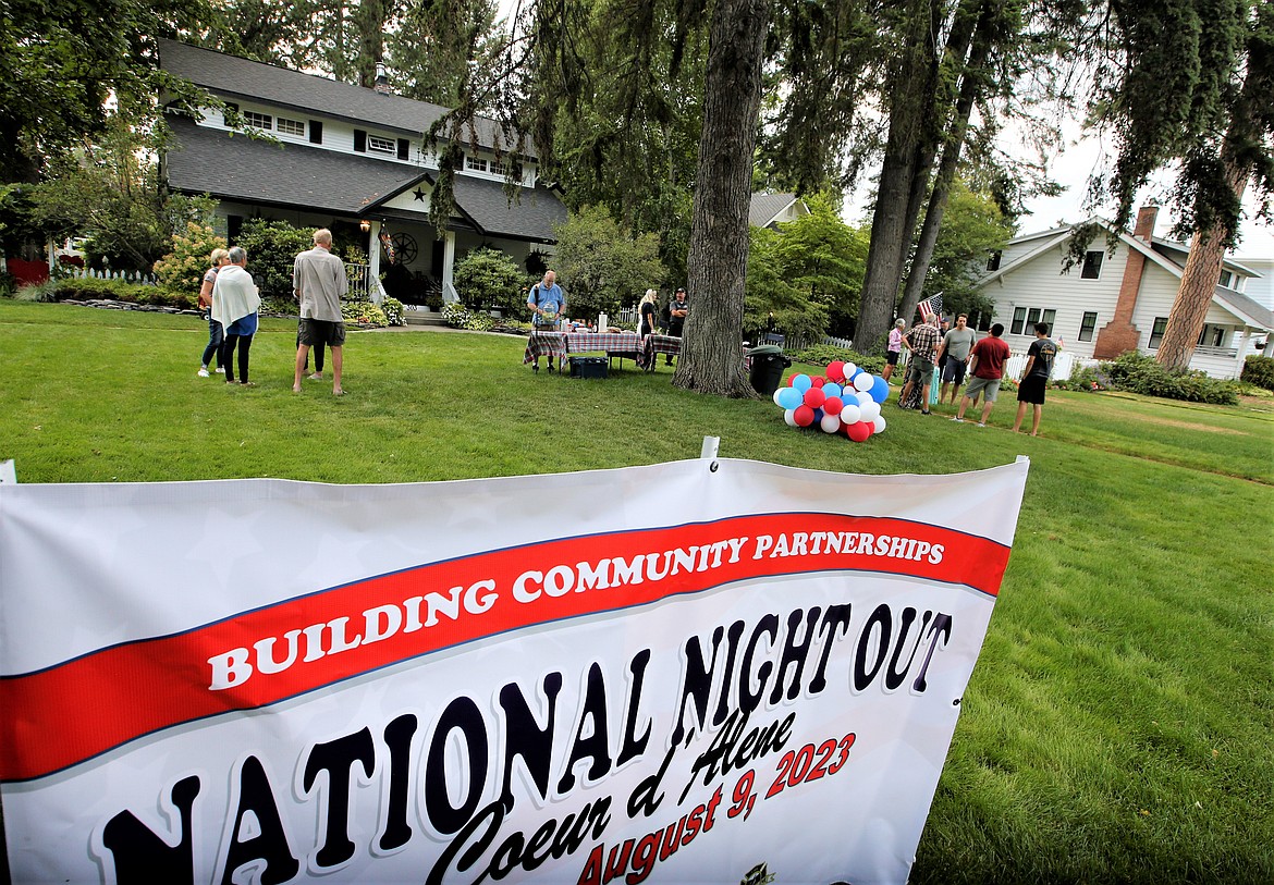 A National Night Out banner stands in front of a Fort Ground home on Wednesday.