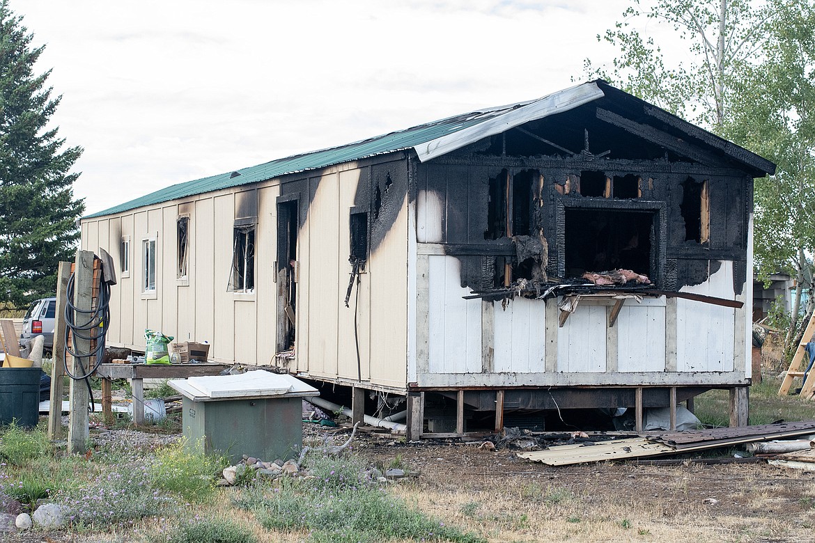 The trailer home was heavily damaged in the Aug. 8 blaze in Columbia Heights. (Avery Howe photo)