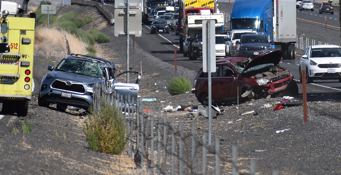 The occupants of these two vehicles survived the three-vehicle collision on I-90 Wednesday, although many of them were transported to Samaritan Hospital for treatment of injuries.