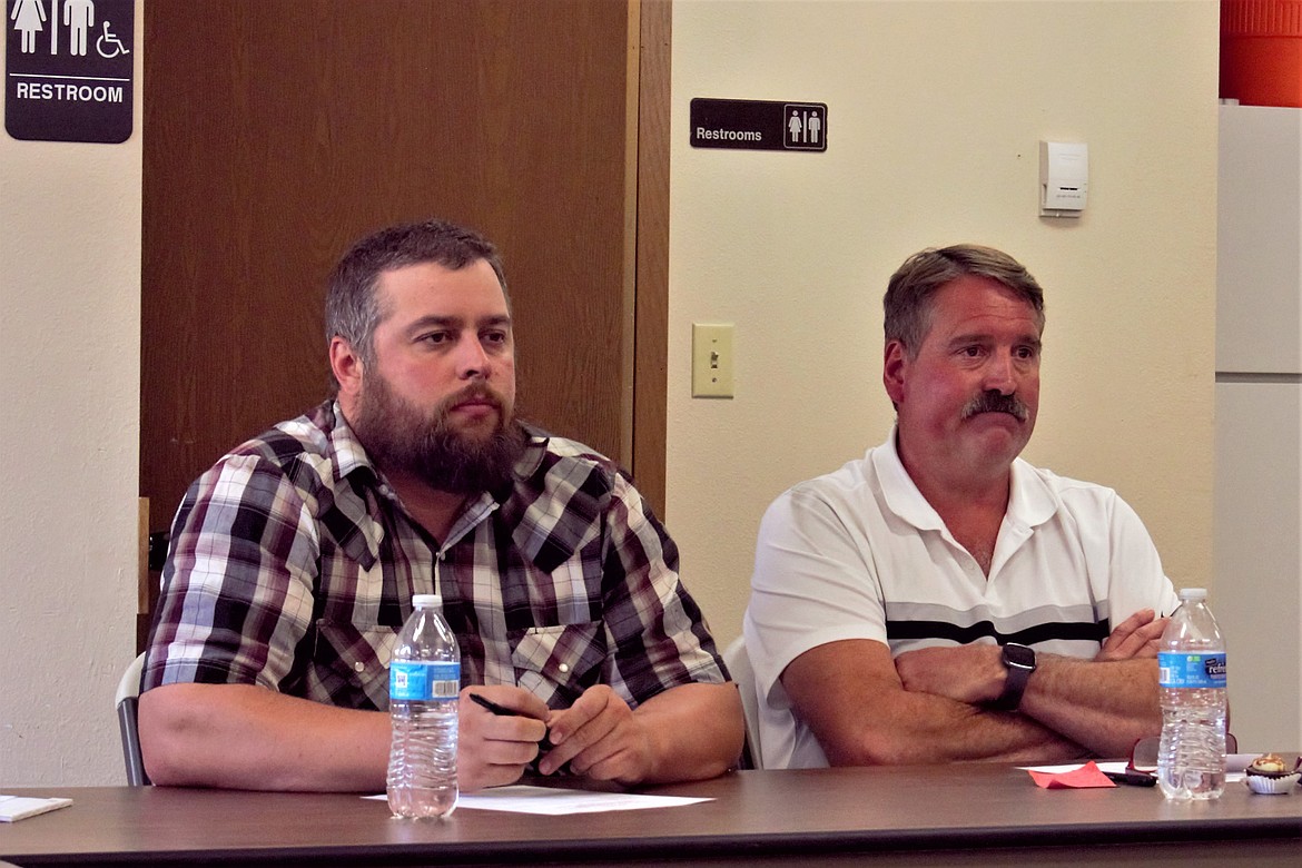 Boundary County Commissioners Ben Robertson (left) and Tim Bertling at the July Joint County and Cities meeting.