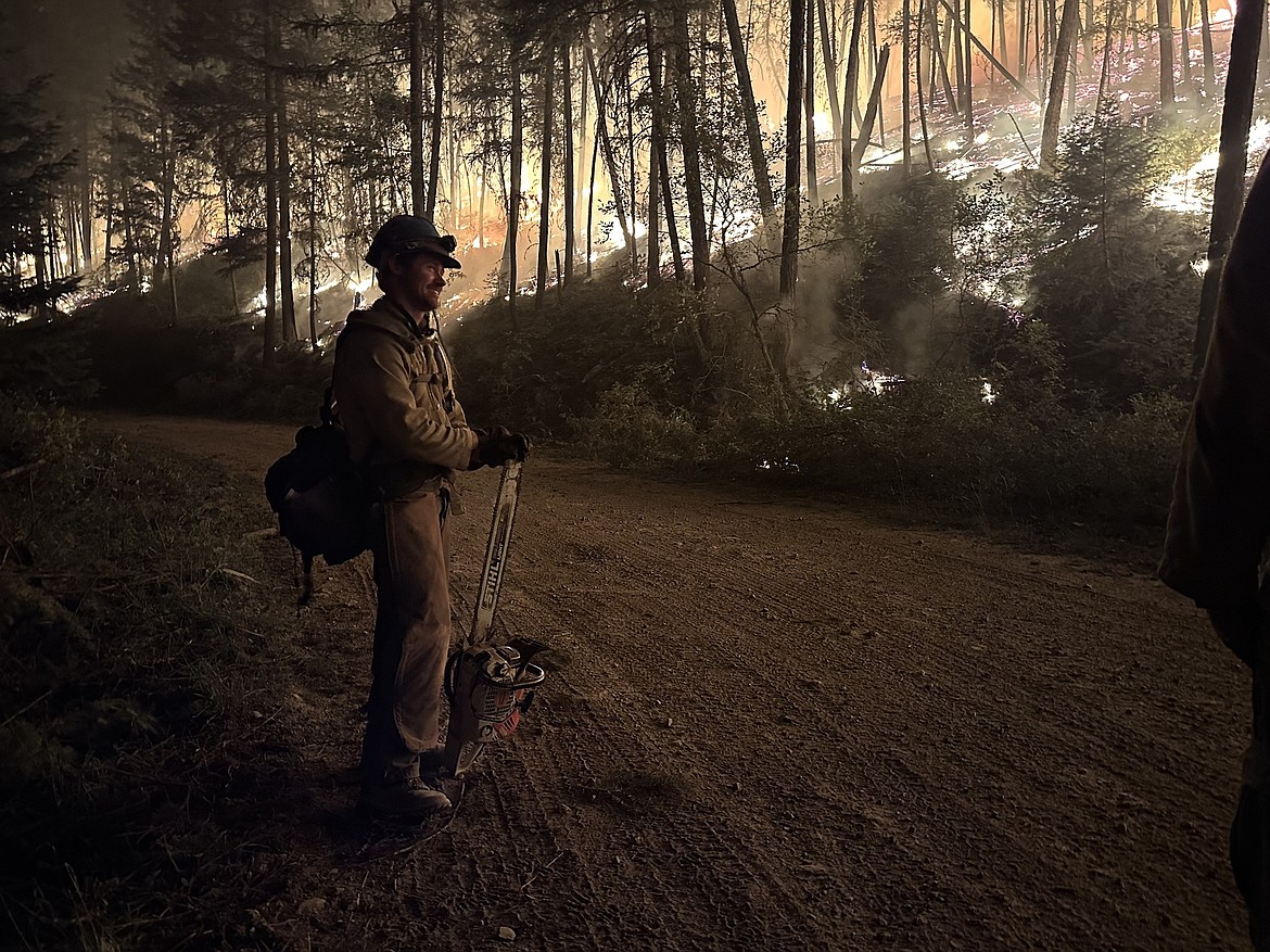 A tactical firing operation is conducted on the southeast corner of the Niarada Fire west of Elmo on Monday, Aug. 14, 2023. (Flathead Interagency Hotshot Crew photo)