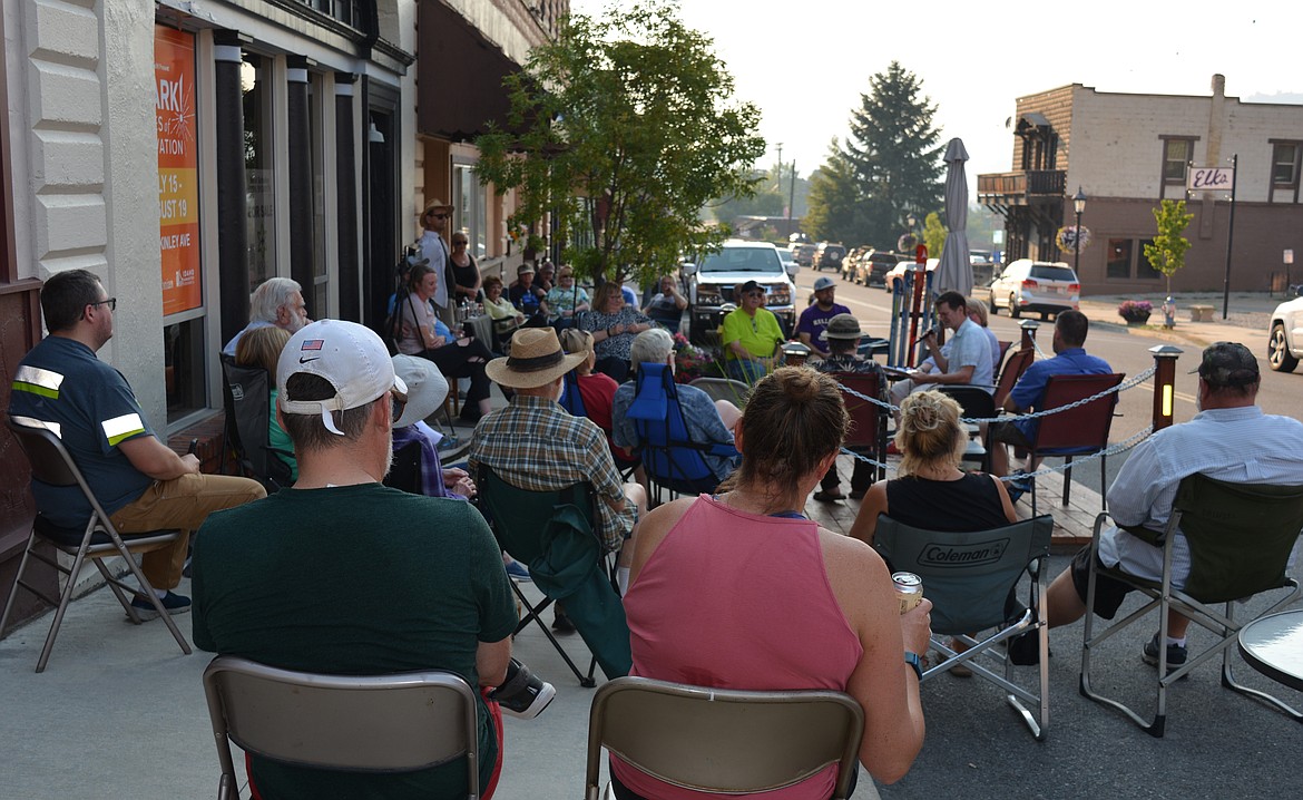 Paul Roberts addresses the crowd during the final Front Porch Conversation at 125 McKinley Ave. in Kellogg.