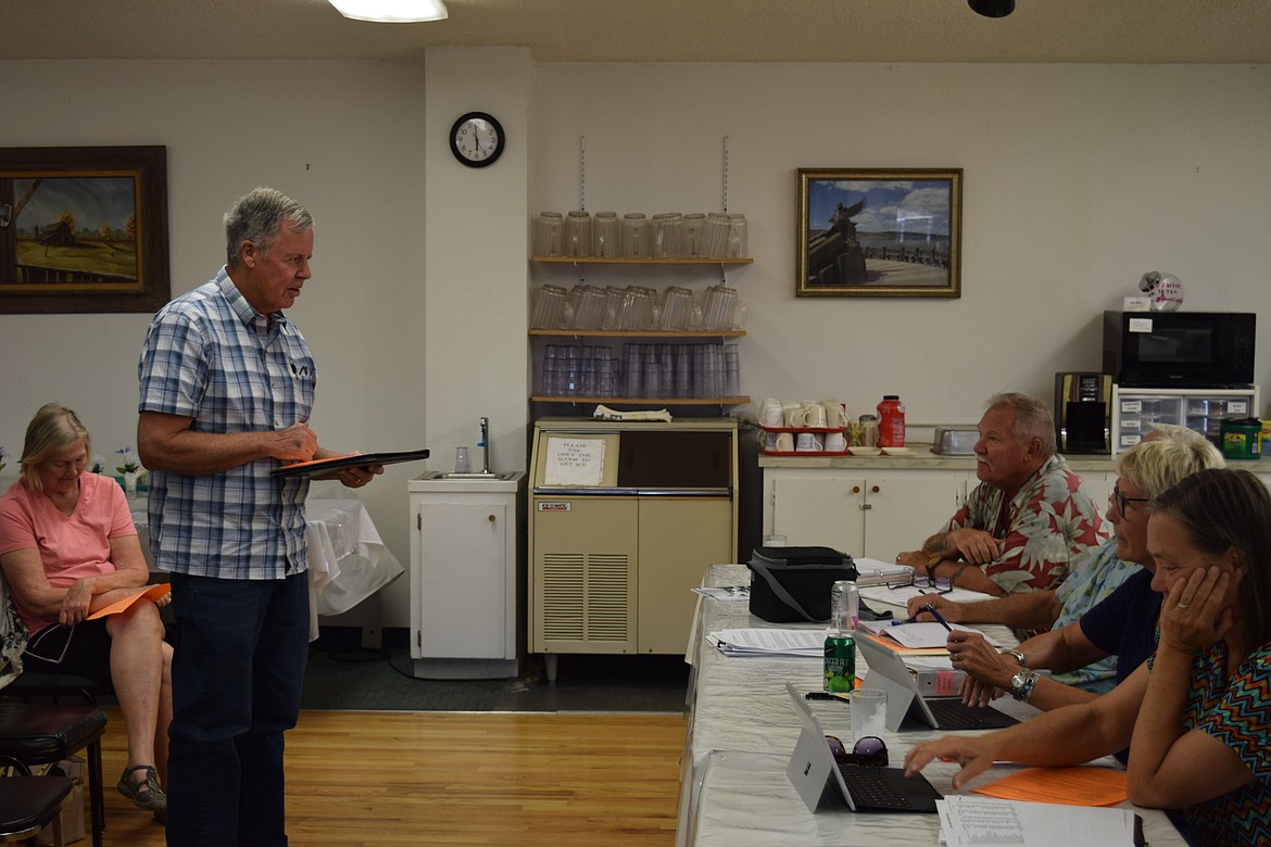 Fred Slipper speaks to the Soap Lake City Council during his interview for the vacant council position. Slipper said he would like to address issues such as the Soap Lake water level, code enforcement and water and sewage treatment if appointed to the council.