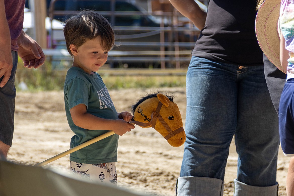 A young participant in the World's Smallest Rodeo waits for his turn to ride.