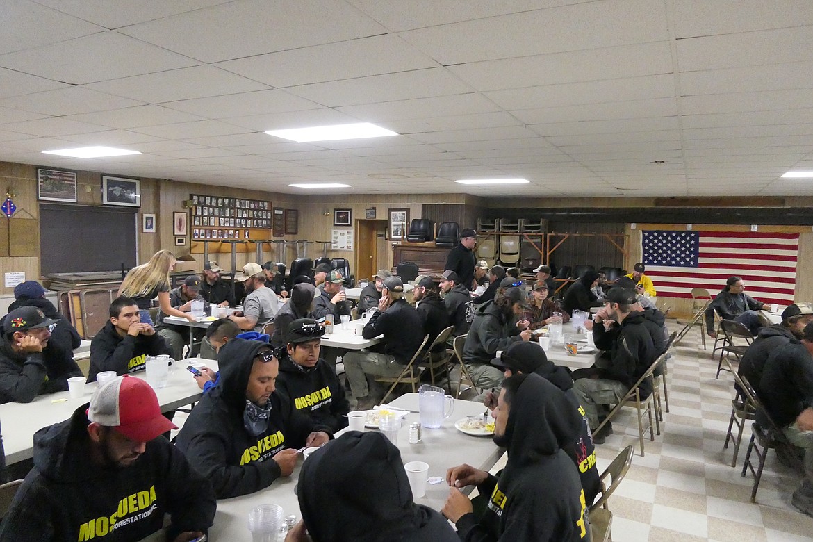 A full house of firefighters were treated to a biscuits and gravy breakfast Sunday morning and a thank  you for their hard work battling the nearby Paradise fire.  More than 100 firefighters were served. (Chuck Bandel/VP-MI)