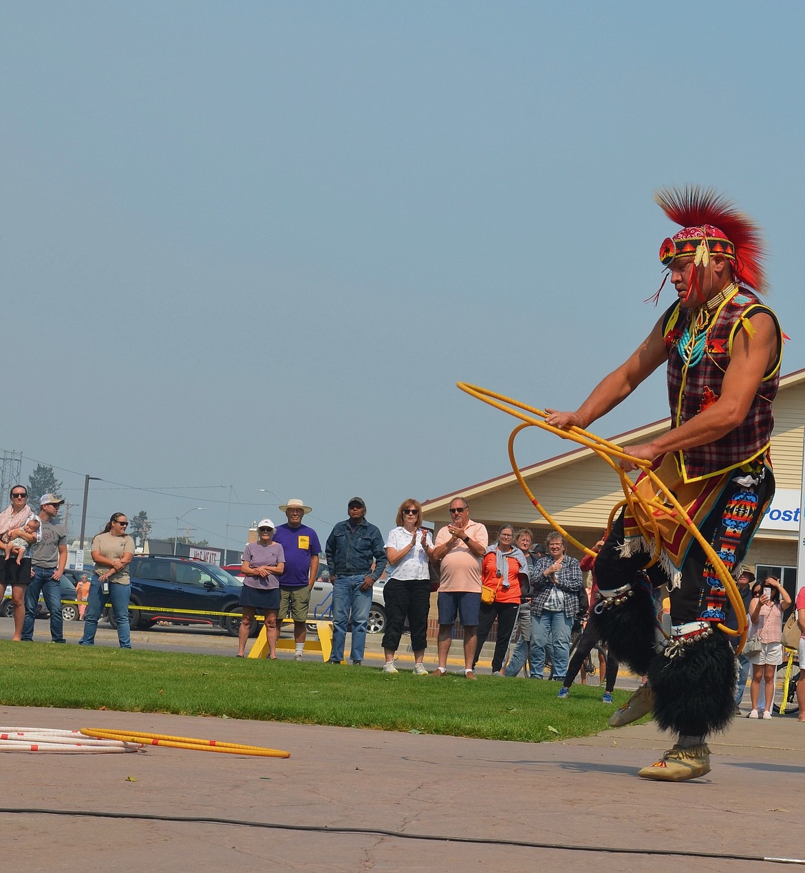 Hoop dancer Robert Parot wowed the audience during the Lake County Centennial Celebration. (Kristi Niemeyer/Leader)