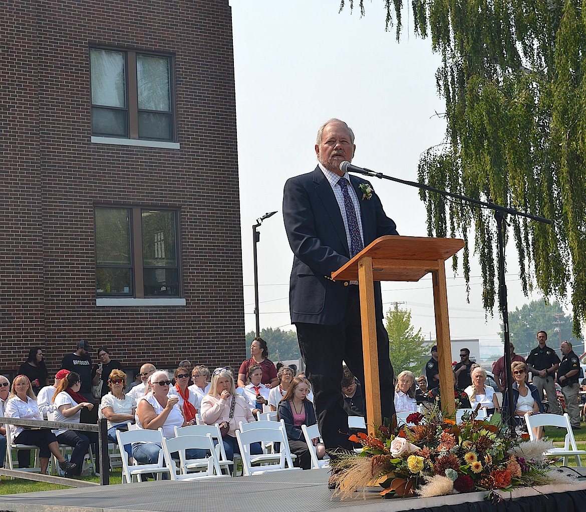 Retired 20th Judicial District Court Judge Jim Manley reflected on Lake County's first hundred years during the Centennial celebration. (Kristi Niemeyer/Leader)