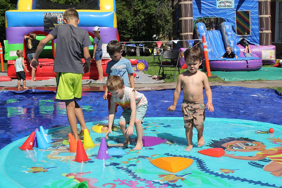 By 1 o’clock, almost 50 kids and cooled off and burned up some energy in the Kid Zone. This feature was sponsored by the Healthy Communities Coalition with the Mineral County Health Department on premise supervising. (Monte Turner/Mineral Independent)