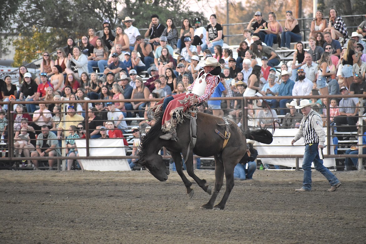 Bareback rider George Gillespie IV placed seventh in bareback riding at the 80th year of the Moses Lake Roundup this weekend.