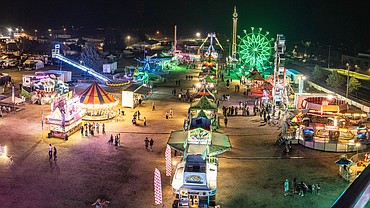 The North Idaho State Fair, as seen from atop a ferris wheel late Monday evening.