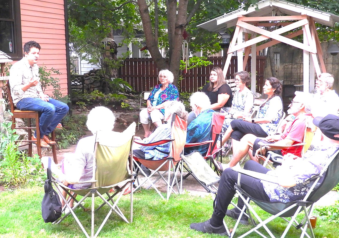 Luke Mayville, leader of the Idaho Coalition for Open Primaries, speaks to Boundary County residents about s new citizens’ ballot initiative.