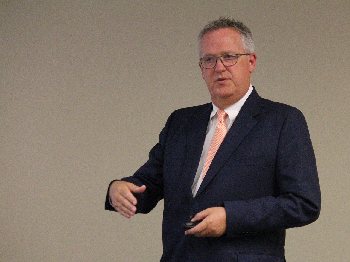 Consultant Joe Kunkel talks to the Samaritan commissioners during a presentation in July. Kunkel said this week that selecting the right team on a large construction project like a new hospital is essential for a successful project.