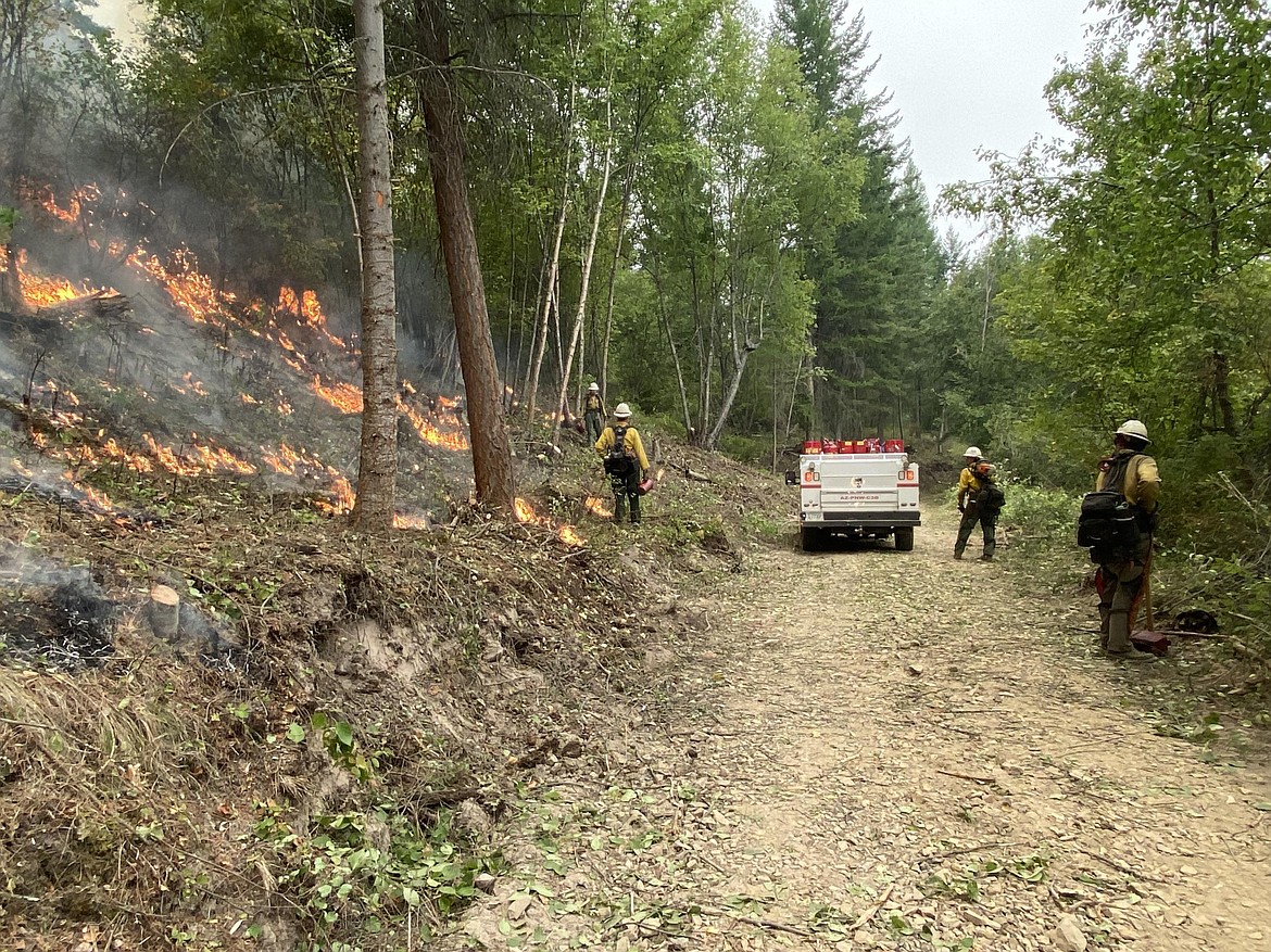 A strategic burning operation takes place on the northwest portion of the River Road East Fire near Paradise. (InciWeb photo)