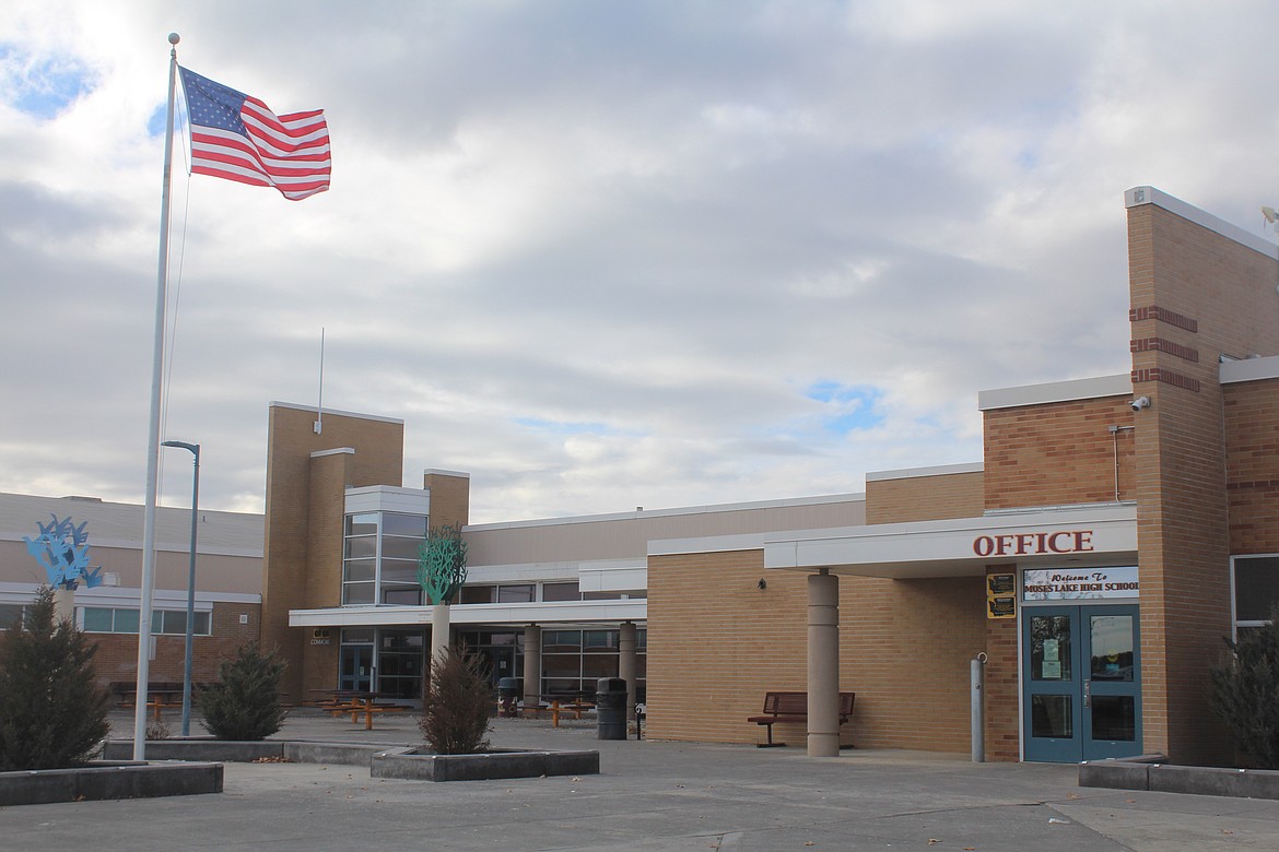 The Moses Lake School District projects enrollment of the equivalent of about 8,299 students for the 203-24 school year. Moses Lake High School is pictured.