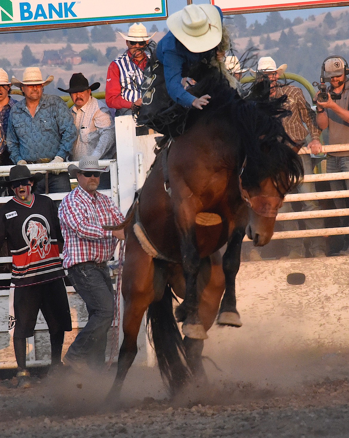 The broncs at the INFR Flathead River Rodeo were the best, brought together by many Indian stock contractors. (Berl Tiskus/Leader)