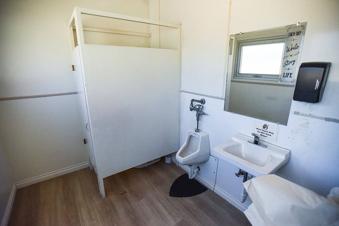 The only boys bathroom in the middle school building has one stall and one urinal  at Marion School on Tuesday, Aug. 29. (Casey Kreider/Daily Inter Lake)