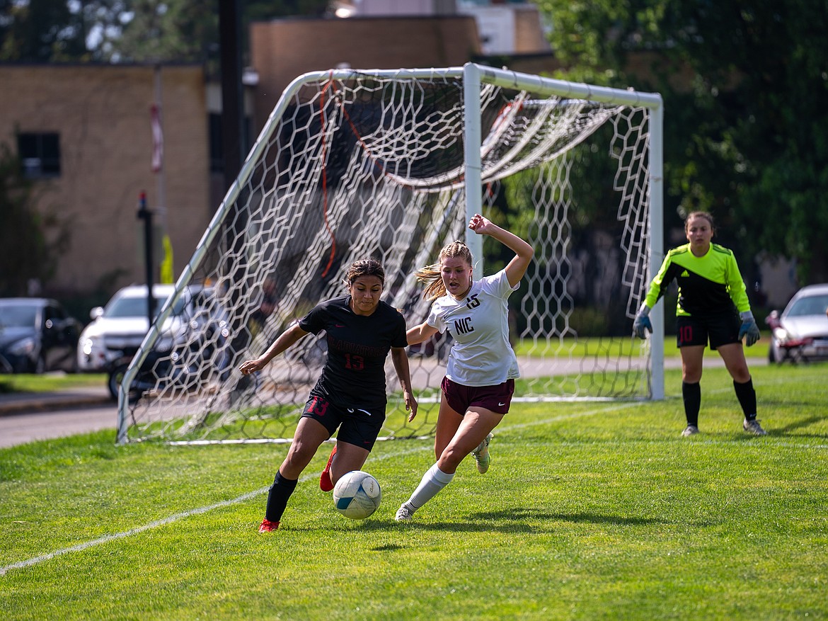 Courtesy photo
North Idaho College freshman forward Adison Stoddard plays the ball during the second half of Tuesday's nonconference game against Pacific Northwest Christian of Kennewick, Wash., at Eisenwinter Field.