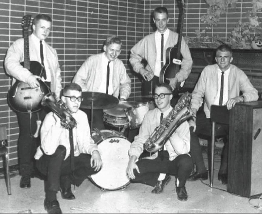 The Shadows in 1964: (Front row, from left) Tom Dotzler and Jack Fullwiler; (back row) Mike Bolan, Doug Wanamaker, Pete Shepperd and Dexter Yates.