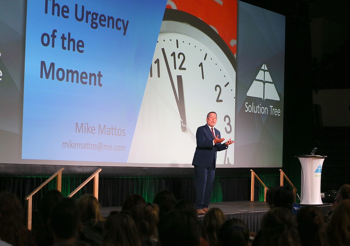 "Professional Learning Communities at Work and High-Reliability Schools" author Mike Mattos presents "The Urgency of the Moment" keynote speech Tuesday morning at Lake City High School.