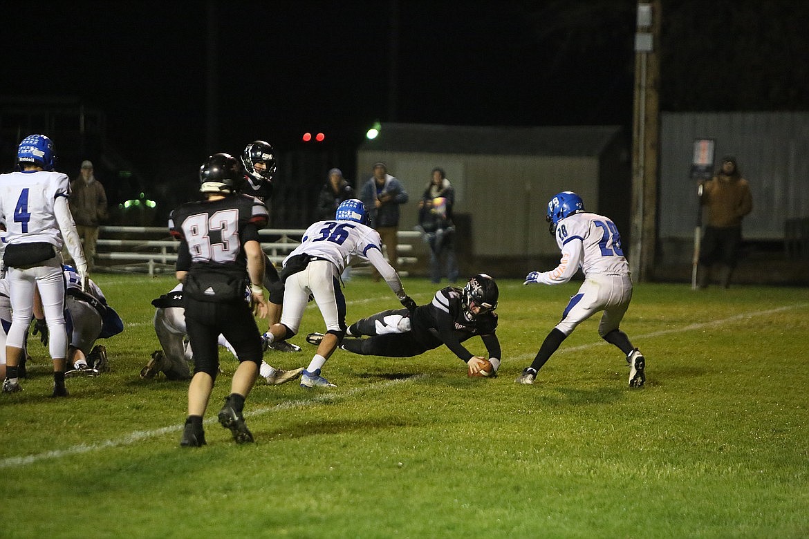 ACH junior Carter Pitts dives into the end zone against Wilbur-Creston-Keller. After playing quarterback last year, Pitts is moving to running back for this upcoming season.