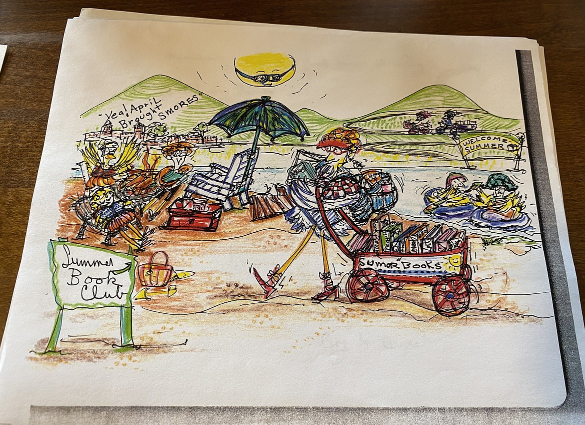 April Muhs also enjoys creating quirky representations of life in the Silver Valley by illustrating them in a cartoon she made that featured chickens. Over the years, some of her cartoons have been printed in the Shoshone-News Press under the name "Chicken Scratch."