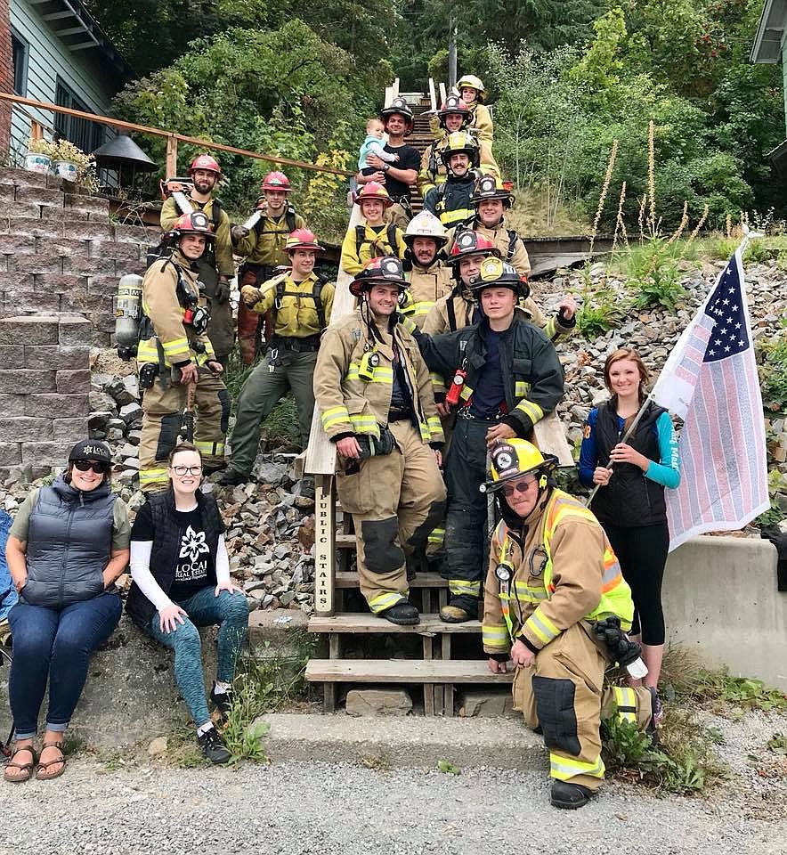 Climbers pose for a photo during a previous 9/11 Stair Climb event held in Wallace.