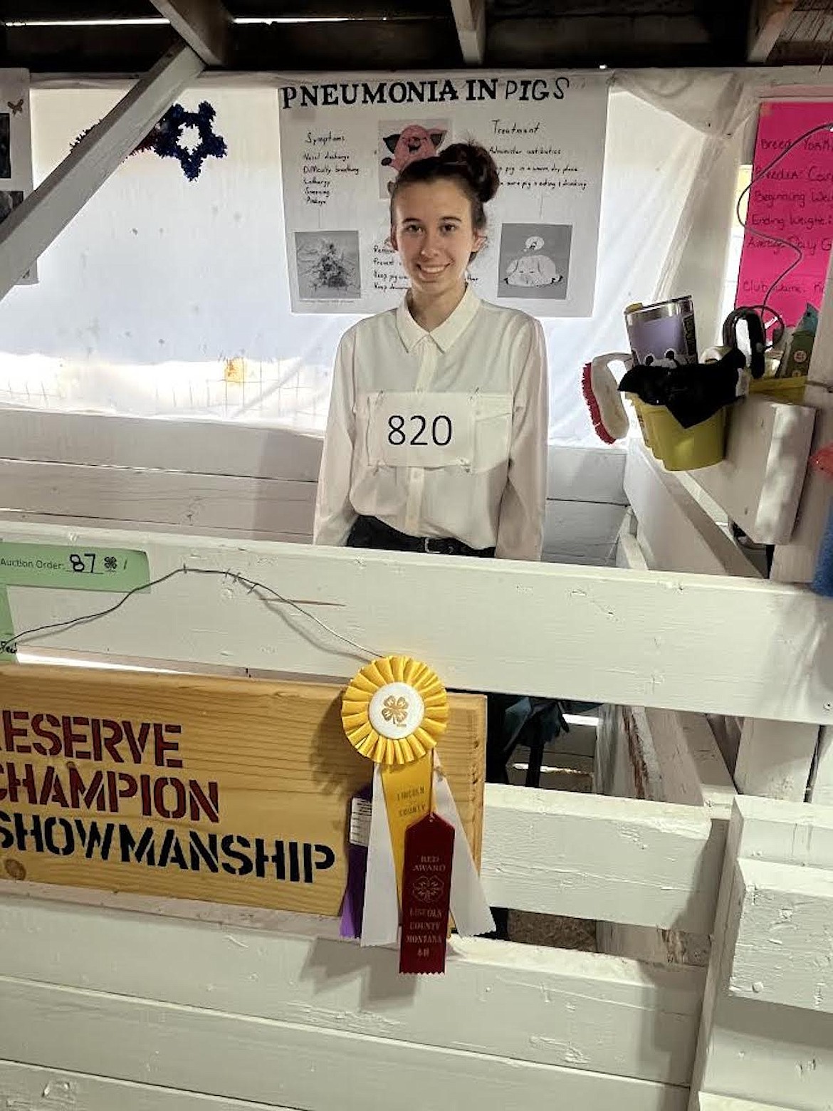 Troy's Abby Kreutzer, a member of the Kootenai Kids and Kritters 4-H Club, had the Showmanship Reserve Champion in the Hog category at the 2023 Lincoln County Fair in Eureka. (Photo courtesy Svetlana Harper)