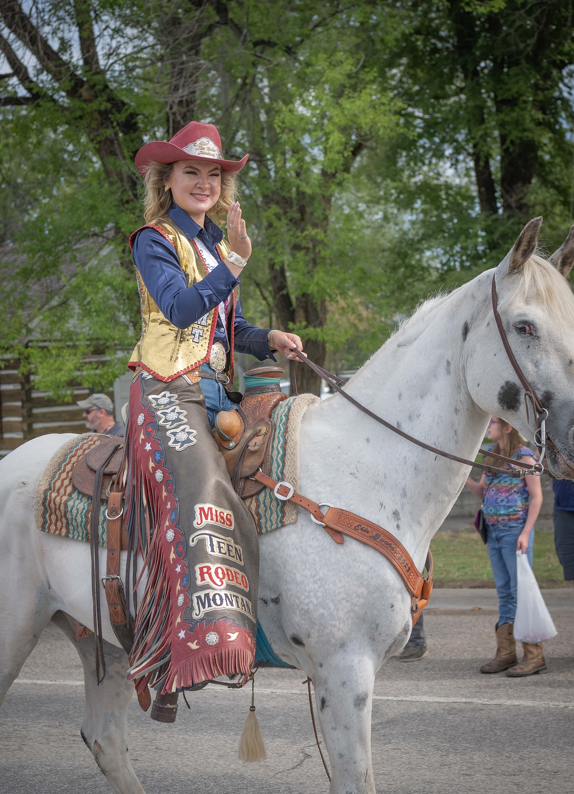 Miss Montana Teen Rodeo Elle Buchner rides in the Sanders County Fair parade. (Tracy Scott/Valley Press)