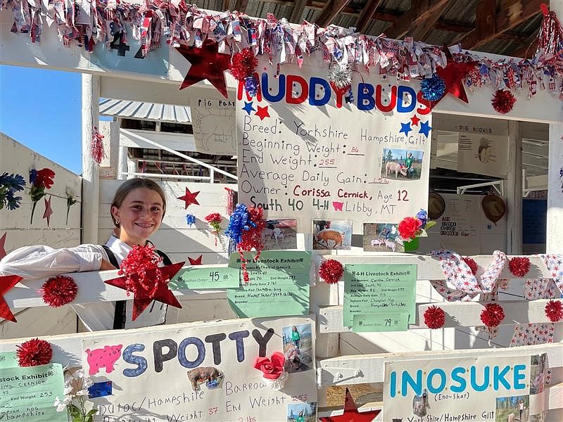 Corissa Cernick of Libby with her pig, Muddy Buds, at the Lincoln County Fair. Flathead Electric Co-op purchased her pig. (Courtesy photo)