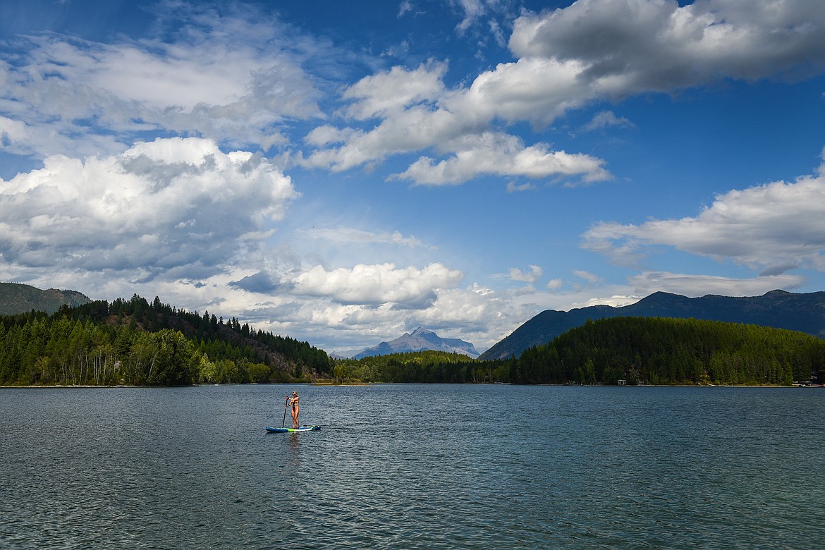 Justyna Hajduk, from Warsaw, Poland, paddles around Lake Five on Wednesday, Sept. 6. (Casey Kreider/Daily Inter Lake)