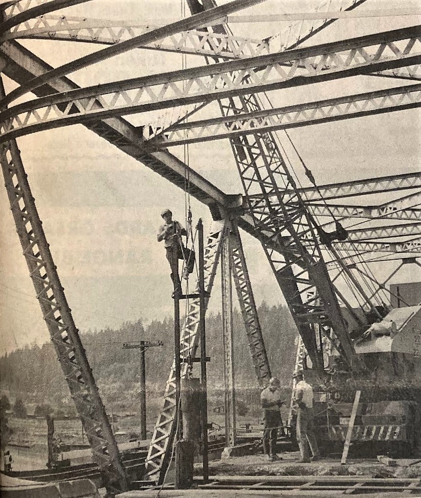 Workers dismantle Blackwell Bridge.