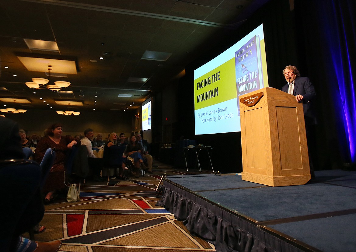 New York Times bestselling author Daniel James Brown speaks to more than 500 people Friday night during the Idaho Humanities Council's 2023 Distinguished Humanities Lecture at The Coeur d'Alene Resort.